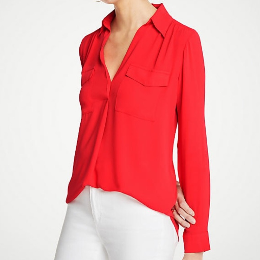 Express Vibrant Red Orange Blouse